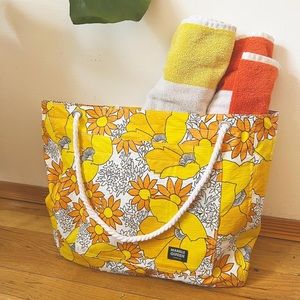 Handmade upcycled vintage beach tote bag